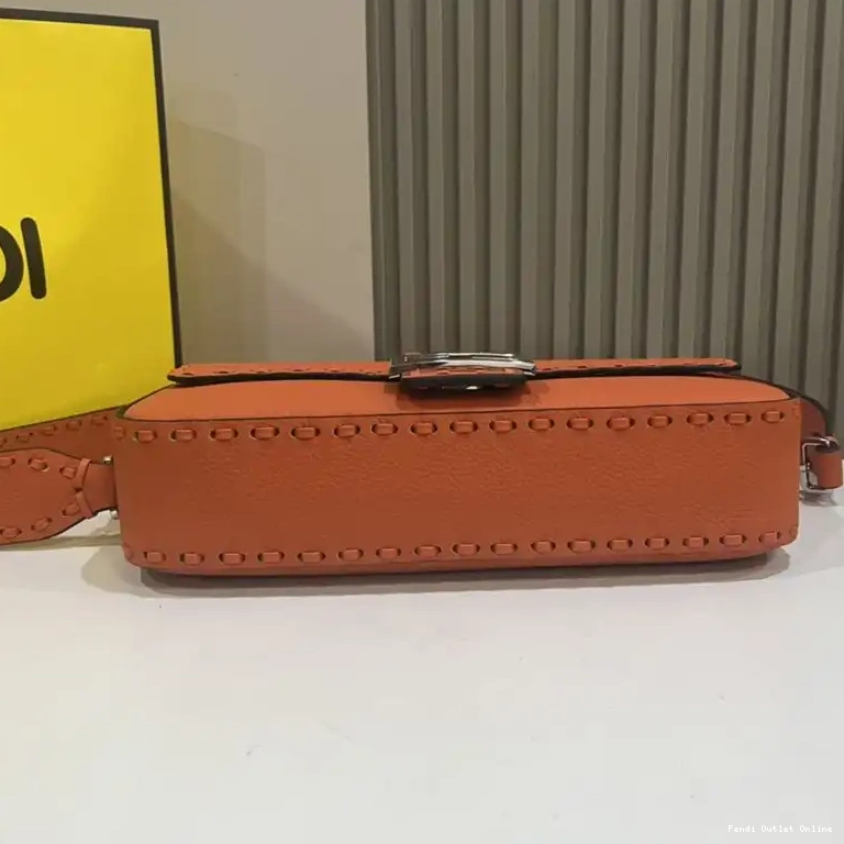 Affordable In Medium Selleria Bag Fendi Romano Baguette Leather Cuoio Orange 0701